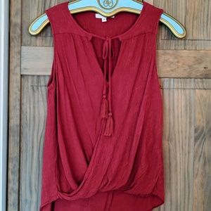 ❗️2 for $10  Deep Red High Low Drape Top